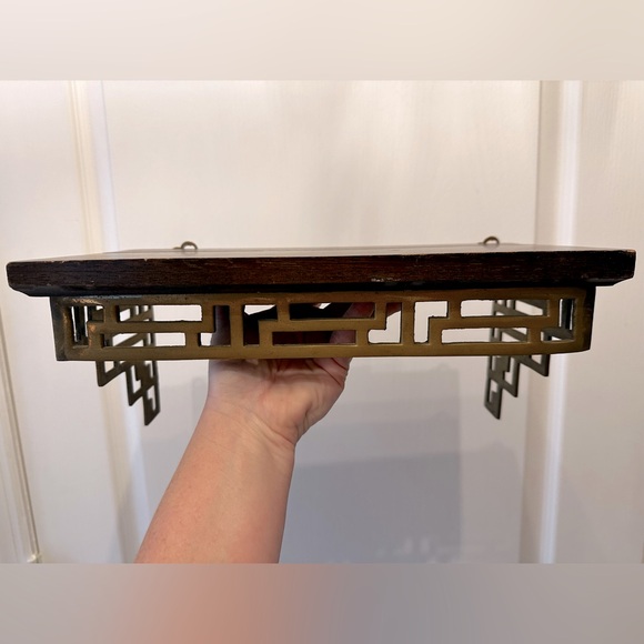 Vintage Other - Vintage Chinoiserie Brass and Wood Shelf